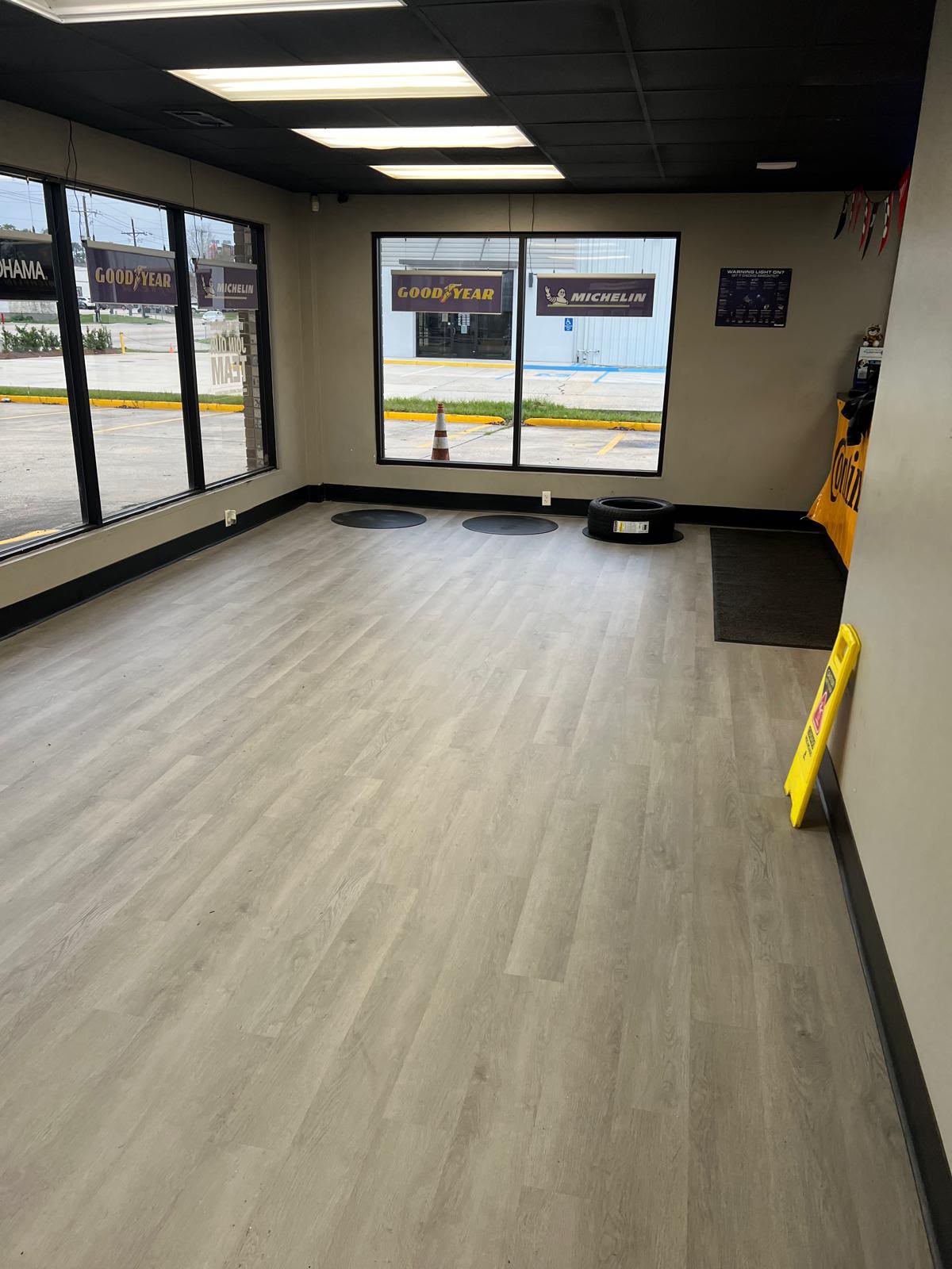 Showroom after update with vinyl plank flooring
